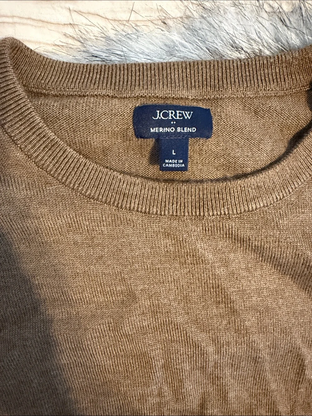 J.CREW Men’s Merino Blend Crewneck Sweater - Camel Brown